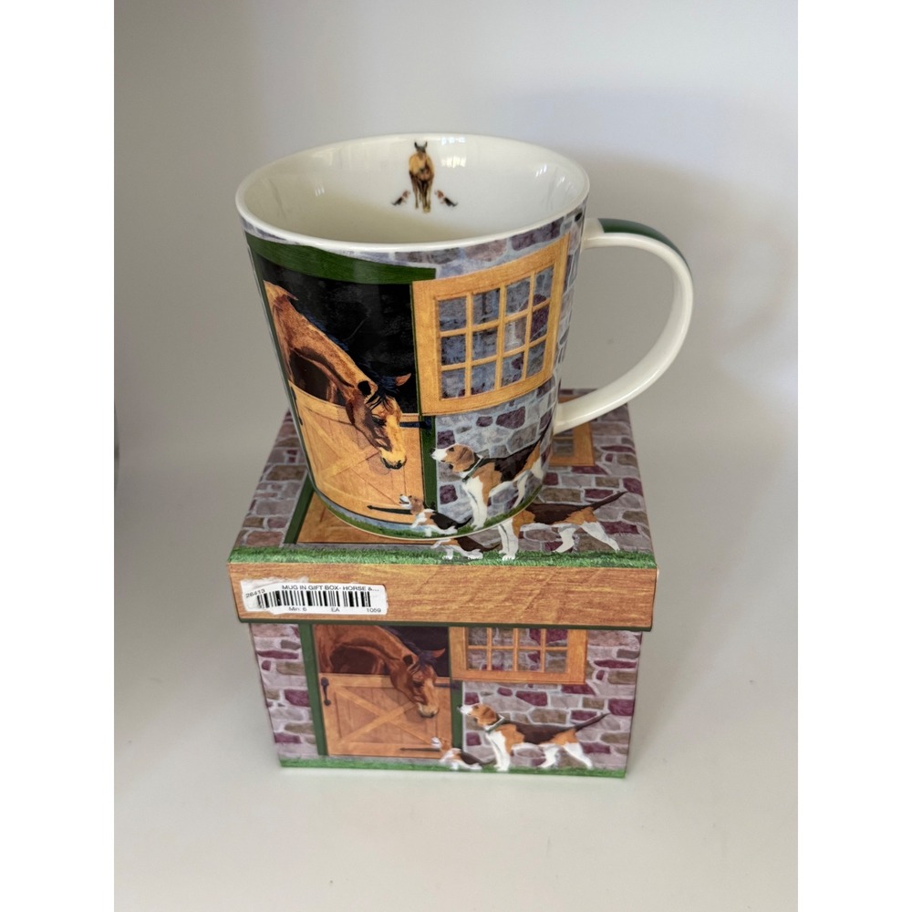 PPD Equestrian Horse and Hound Bone China Coffee Mug with Gift Box New